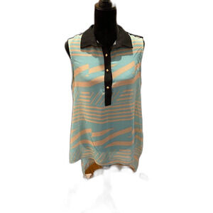 Love J Blouse Plus Size XL Sleeveless Collar Sheer Summer Top Cool & Comfy!